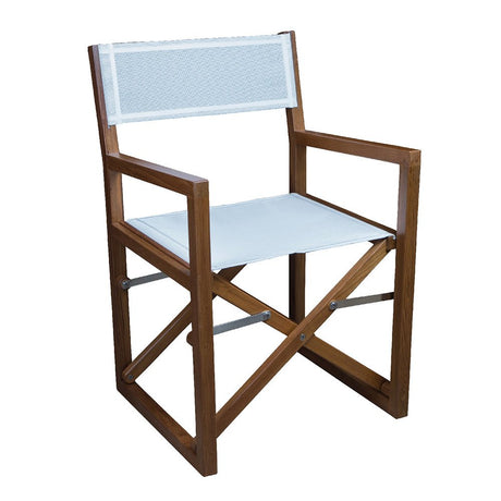 Whitecap Directors Chair w/White Batyline Fabric - Teak - Life Raft Professionals