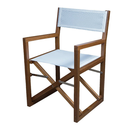 Whitecap Directors Chair w/White Batyline Fabric - Teak - Life Raft Professionals