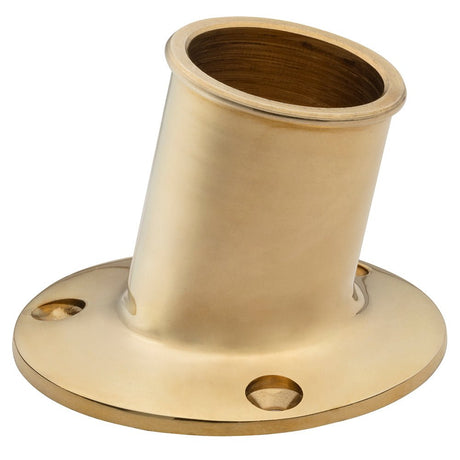 Whitecap Top-Mounted Flag Pole Socket - Polished Brass - 1-1/4" ID - Life Raft Professionals