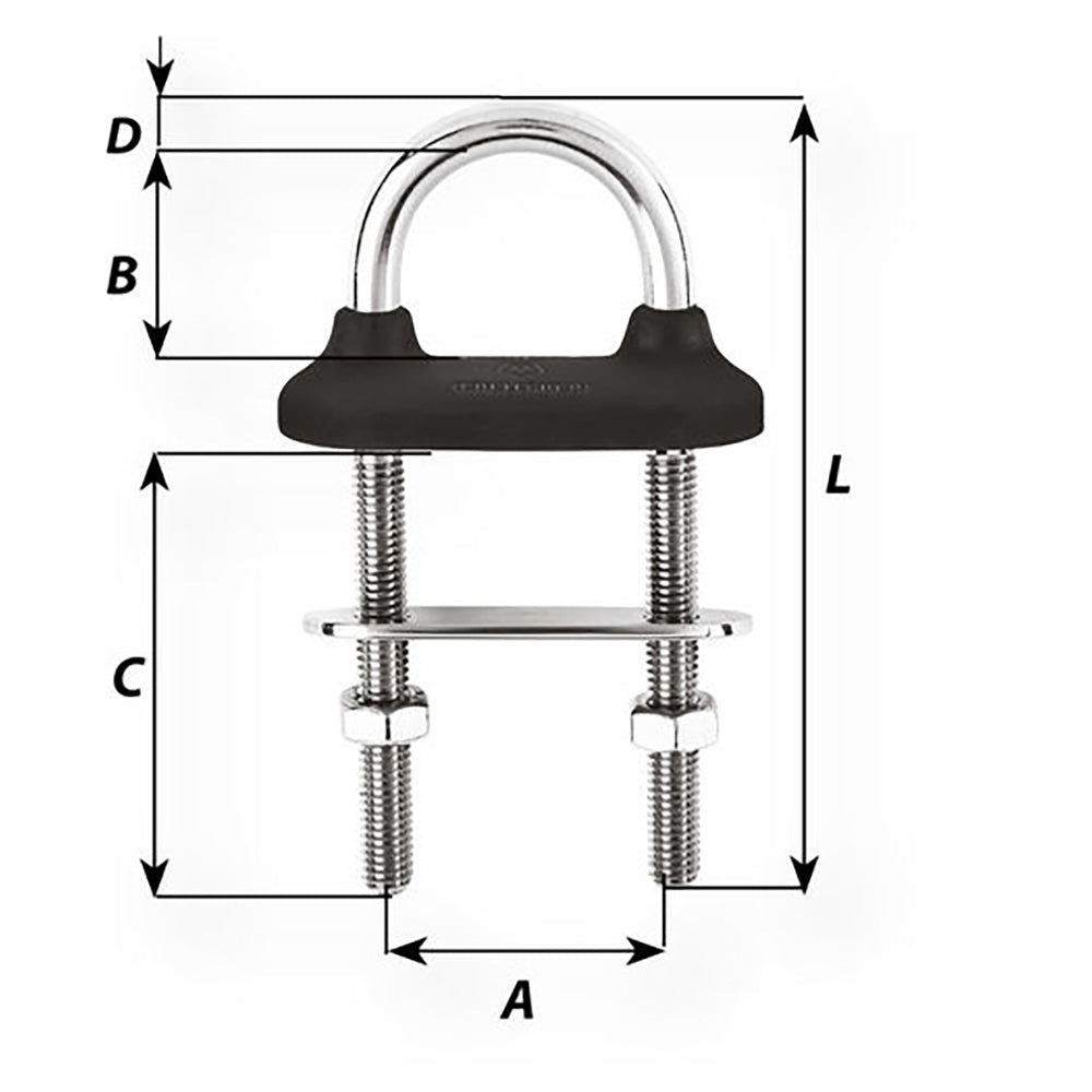 Wichard Black Watertight U-bolt - 5mm Diameter - 13/64" - 60mm Length - 2-23/64" - Life Raft Professionals