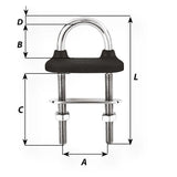 Wichard Black Watertight U-bolt - 5mm Diameter - 13/64" - 60mm Length - 2-23/64" - Life Raft Professionals