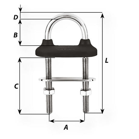 Wichard Black Watertight U-Bolt - 8mm Diameter - 5/16" - 80mm Length - 3-5/32" - Life Raft Professionals