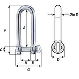 Wichard Captive Pin Long D Shackle - Diameter 10mm - 13/32" - Life Raft Professionals