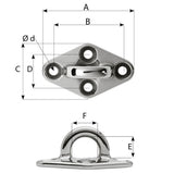 Wichard Diamond Pad Eye - Round - 79mm Length (3-7/64") - M6 Screw - Life Raft Professionals