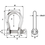 Wichard HR Bow Shackle - 14mm Diameter - 35/64" - Life Raft Professionals