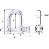 Wichard HR D Shackle - 14mm Diameter - 35/64" - Life Raft Professionals