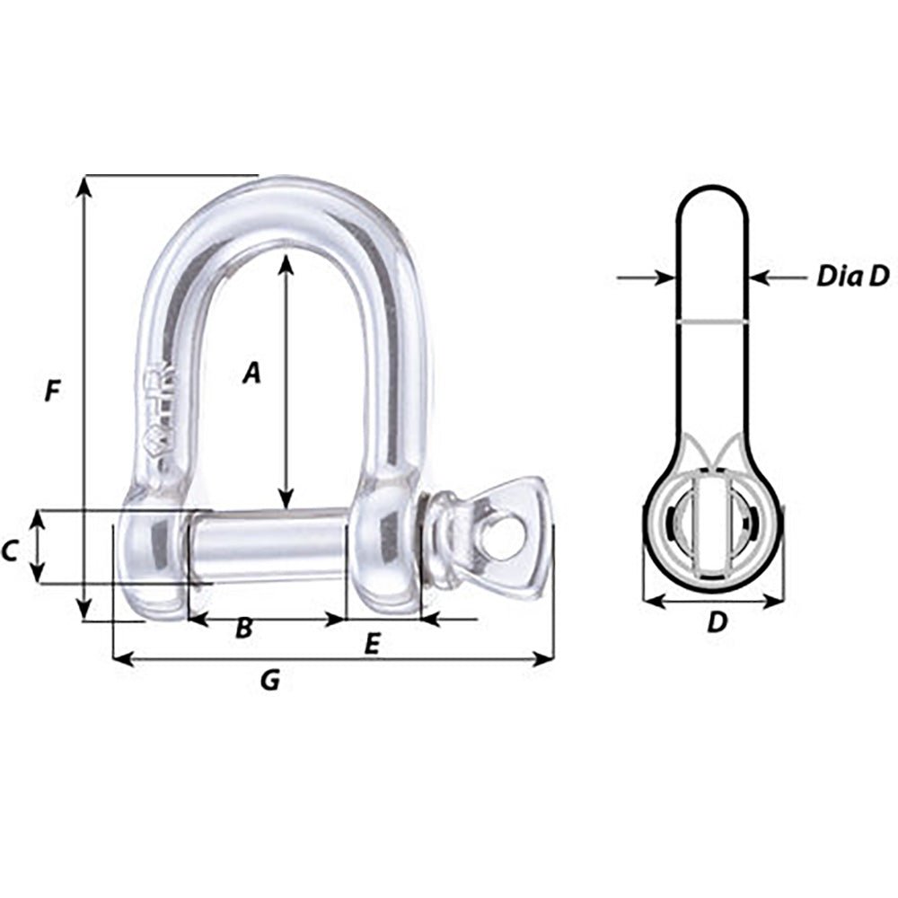 Wichard HR D Shackle - 20mm Diameter - 25/32" - Life Raft Professionals