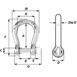 Wichard Not Self-Locking Bow Shackle - 16mm Diameter - 5/8" - Life Raft Professionals