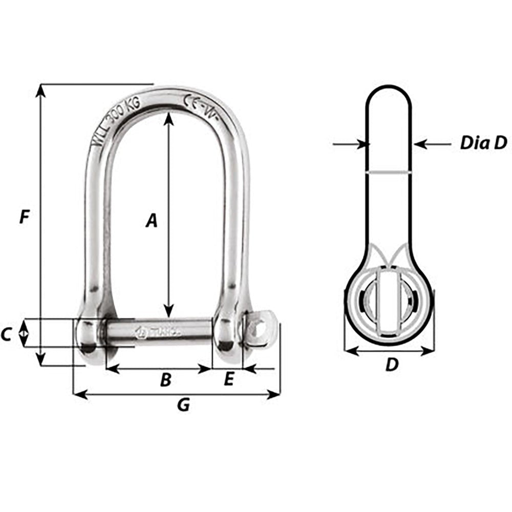 Wichard Self-Locking Large Opening Shackle - 8mm Diameter - 5/16" - Life Raft Professionals