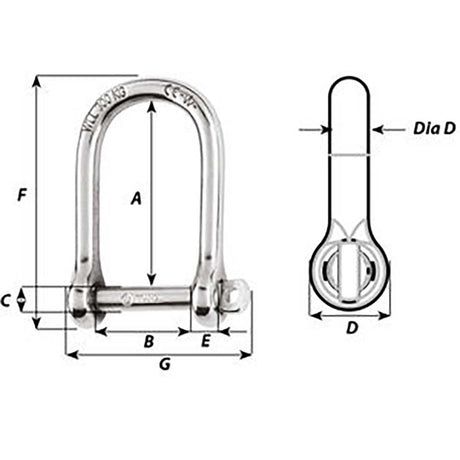 Wichard Self-Locking Large Shackle - Diameter 5mm - 3/16" - Life Raft Professionals