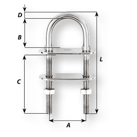 Wichard U-Bolt Pad Eye - 10mm Diameter - 25/64" - 110mm Length - 4 21/64" - Life Raft Professionals